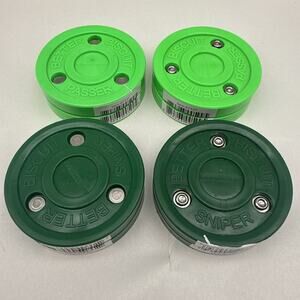 Better Biscuit Hockey Pucks 4 Pack - 2 Passer & 2 Sniper, Green/Dark Green *READ